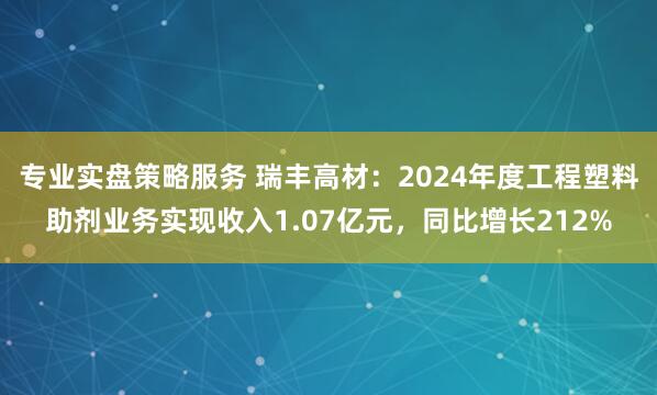 专业实盘策略服务 瑞丰高材：2024年度工程塑料助剂业务实现收入1.07亿元，同比增长212%