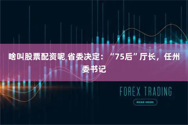 啥叫股票配资呢 省委决定：“75后”厅长，任州委书记