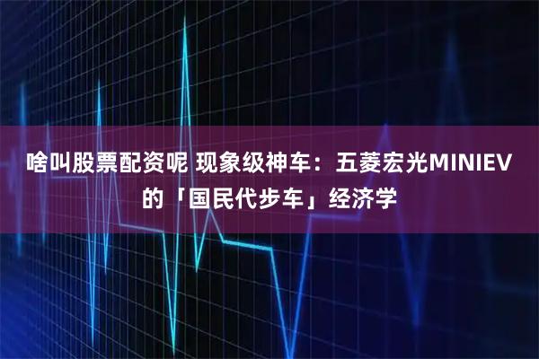 啥叫股票配资呢 现象级神车：五菱宏光MINIEV的「国民代步车」经济学
